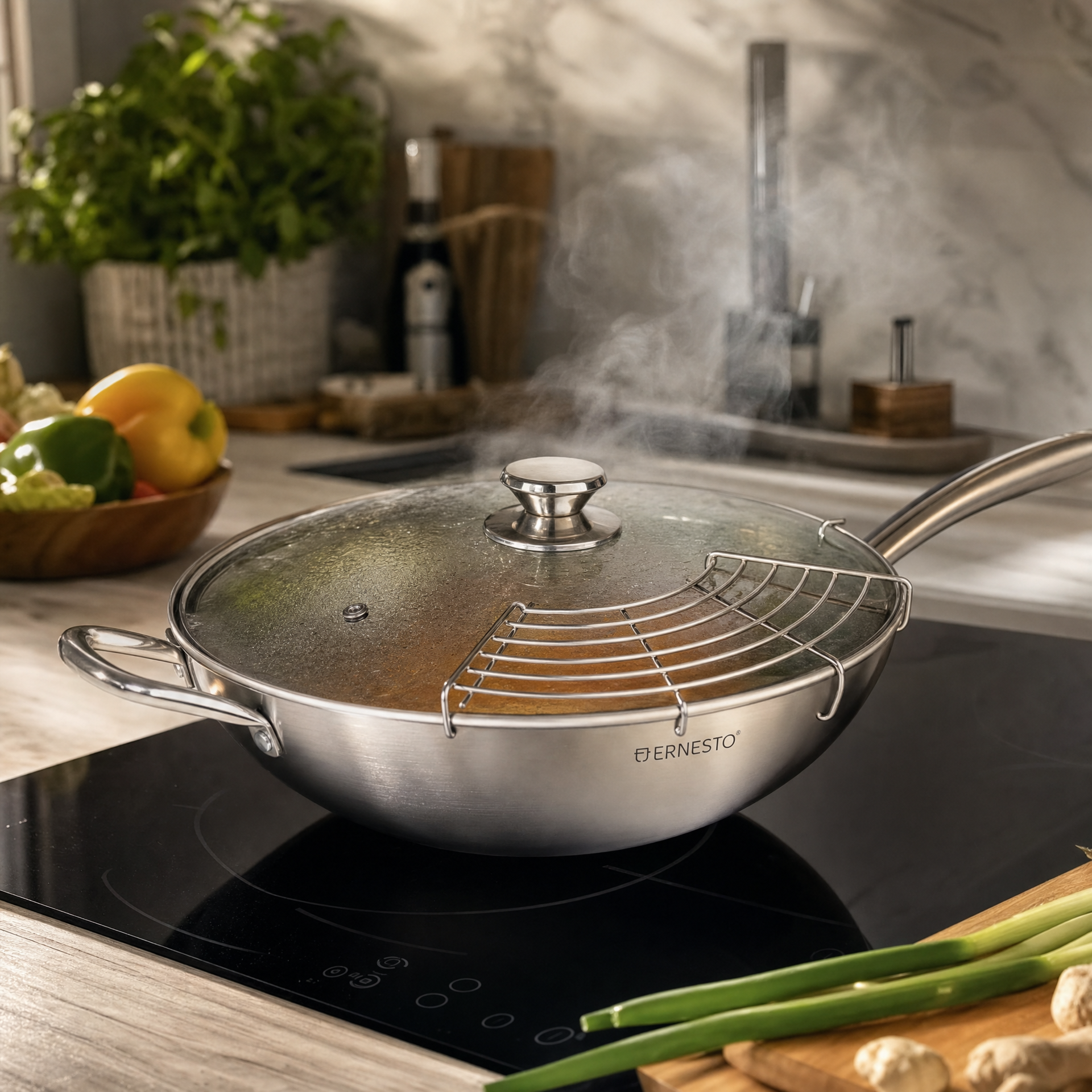 Ernesto Wok de acero inoxidable