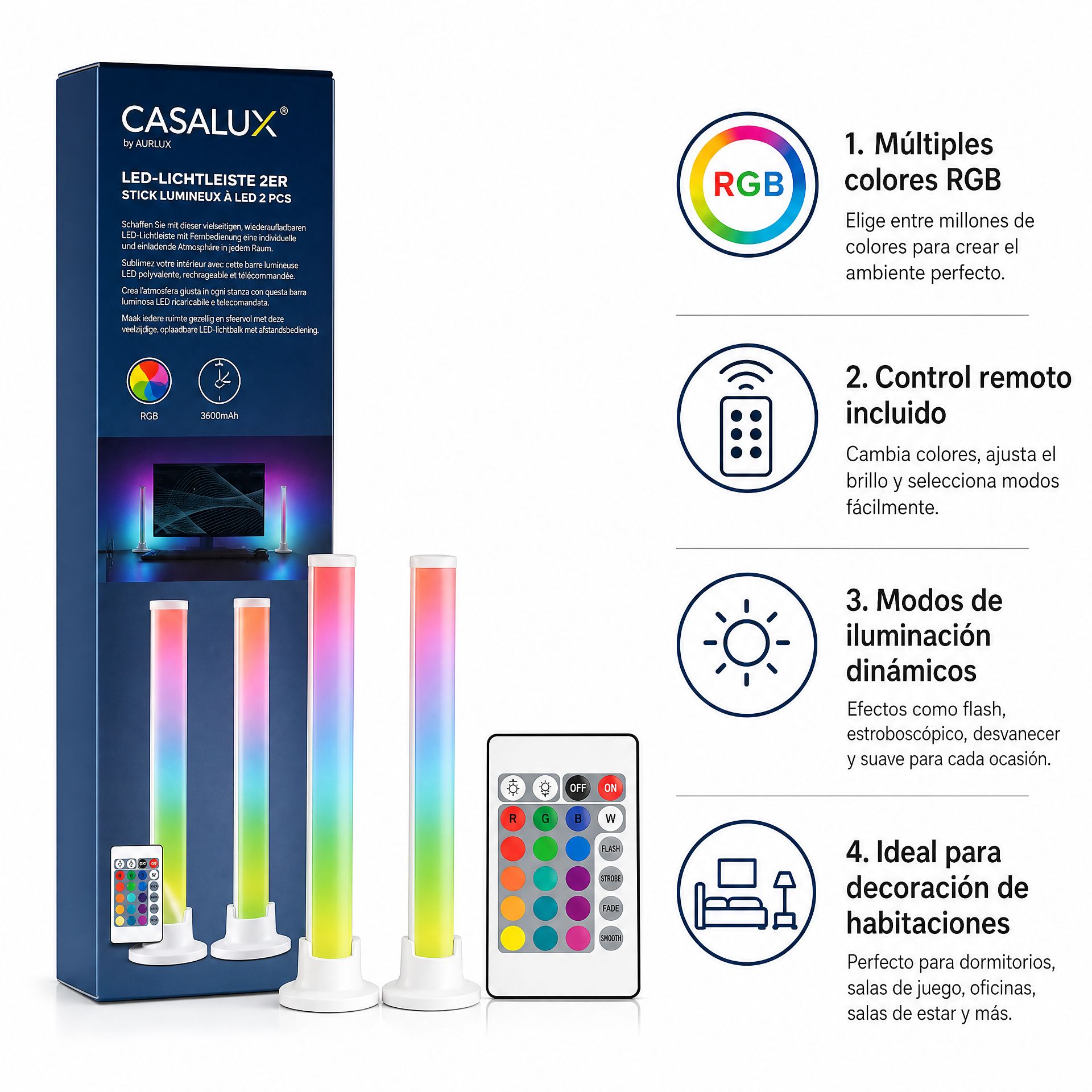 Casalux LED Barras Luz RGB Set 2