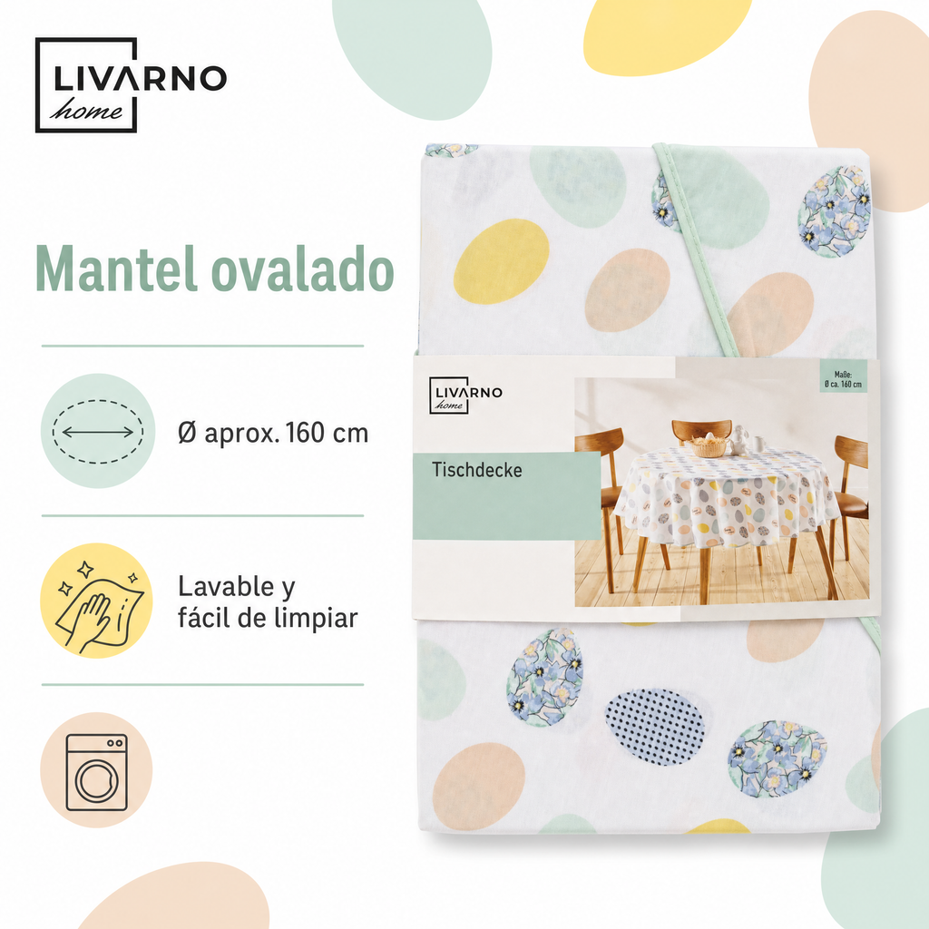Livarno Home Mantel Ovalado Pastel Ø 160 cm