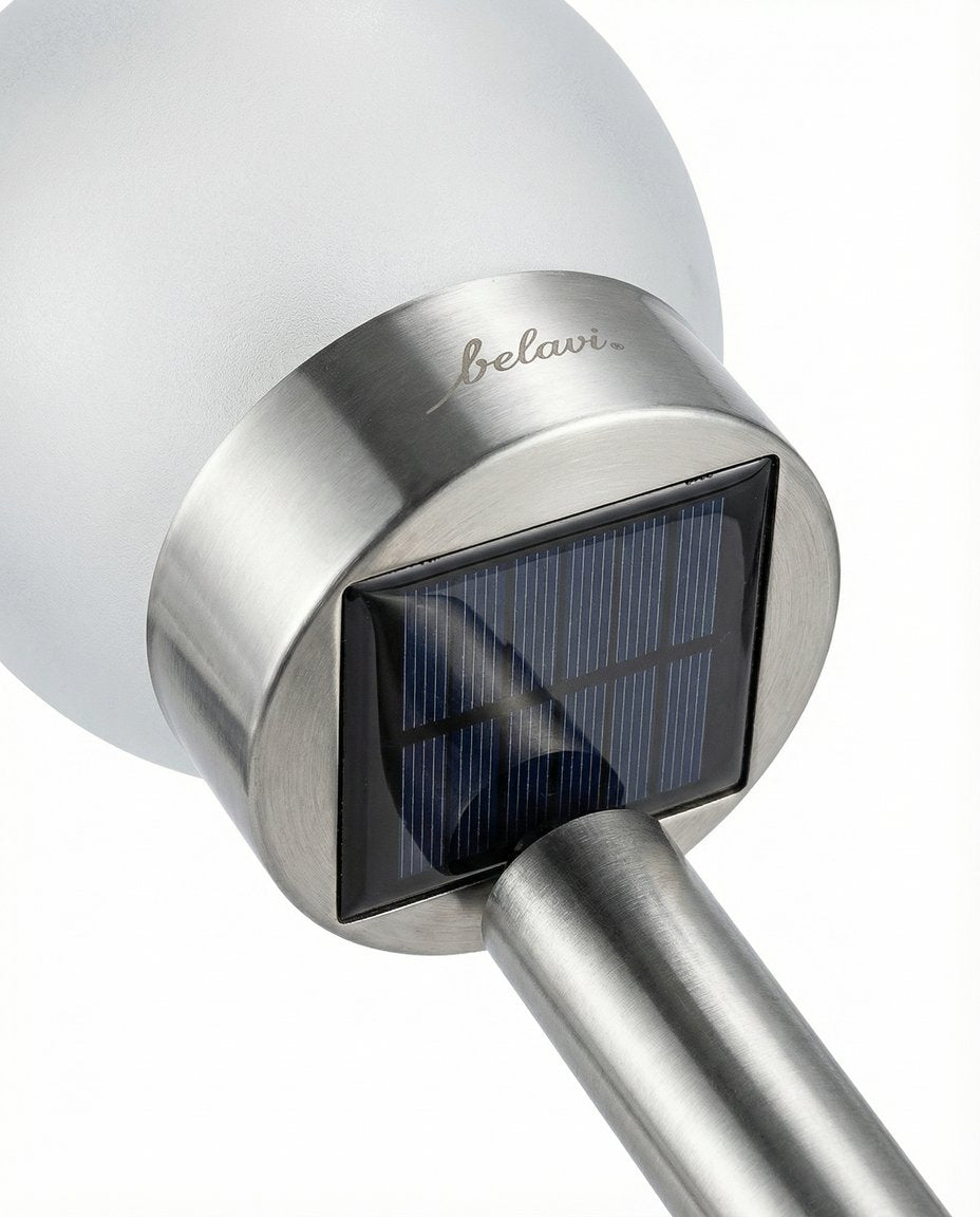 Lámpara Solar Decorativa Bola Esfera Cristal Esmerilado - Belavi