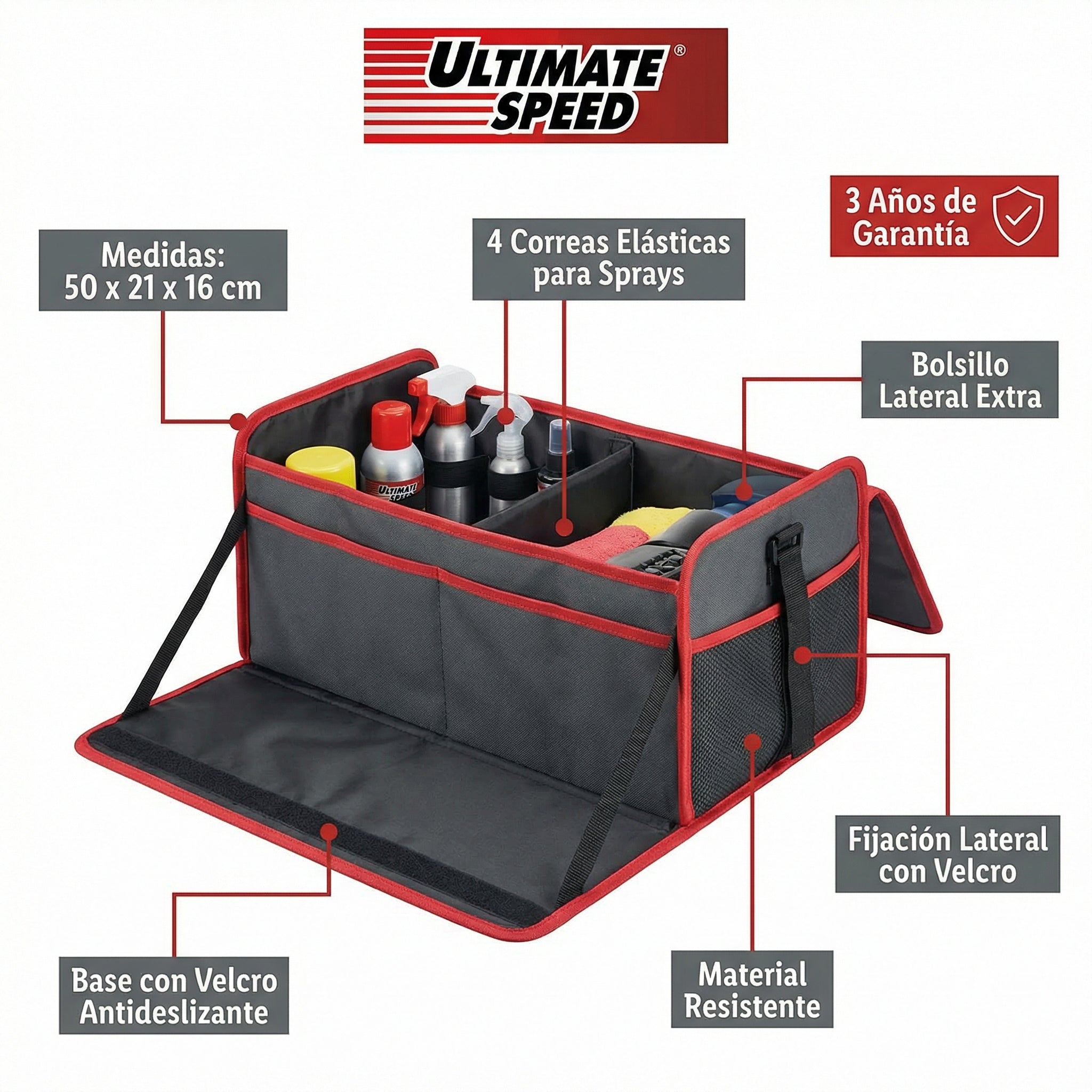 Bolsa Organizadora para Maletero con Velcro Antideslizante | Ultimate Speed