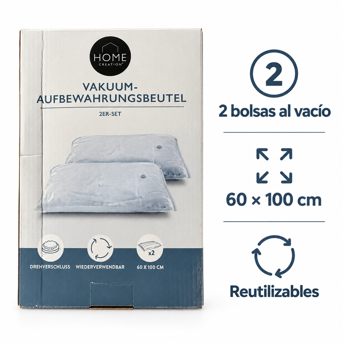 Características del pack Home Creation: dos bolsas al vacío de 60 por 100 cm reutilizables