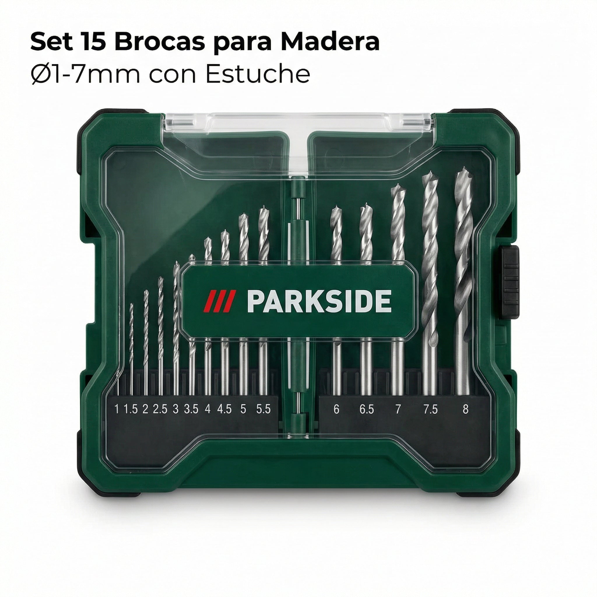 Set 15 Brocas para Madera Ø1-7mm con Estuche | Parkside