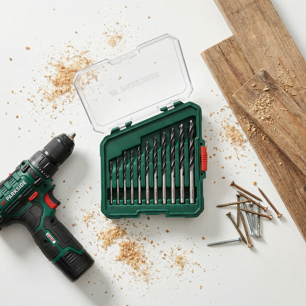 Set 10 Brocas para Madera Ø3-12mm con Estuche | Parkside