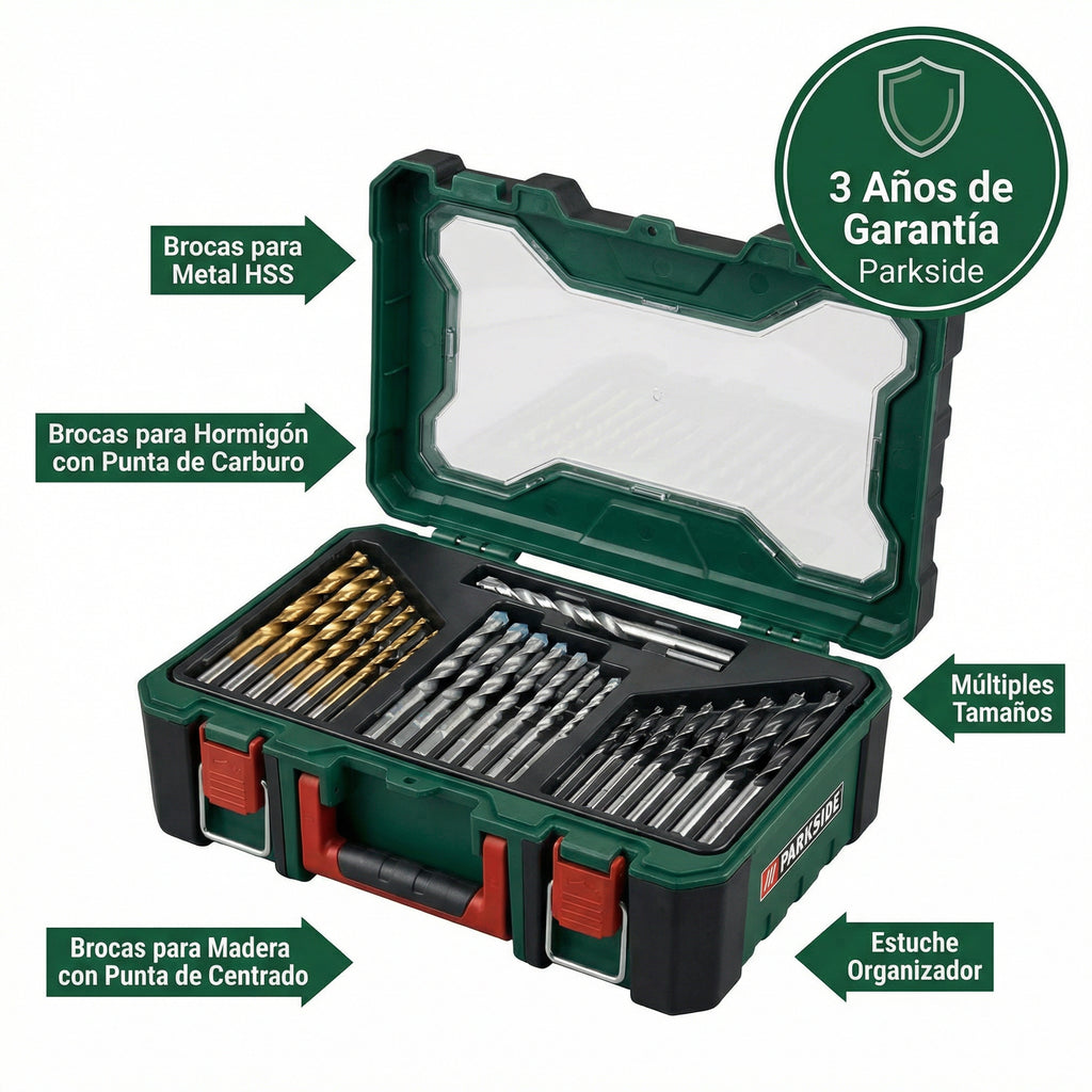 Set Brocas Multiusos Metal, Hormigón y Madera con Estuche | Parkside