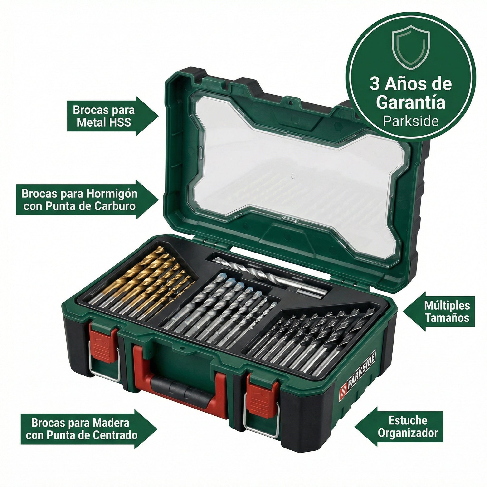 Set Brocas Multiusos Metal, Hormigón y Madera con Estuche | Parkside