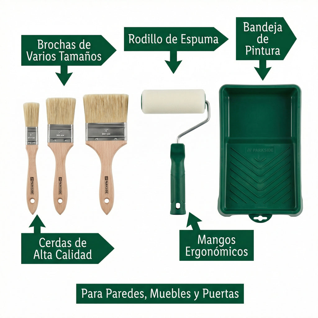 Set Brochas y Rodillo de Pintura Kit Completo | Parkside