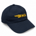 Gorra BSA azul marino con bordado amarillo: vista principal sobre fondo blanco
