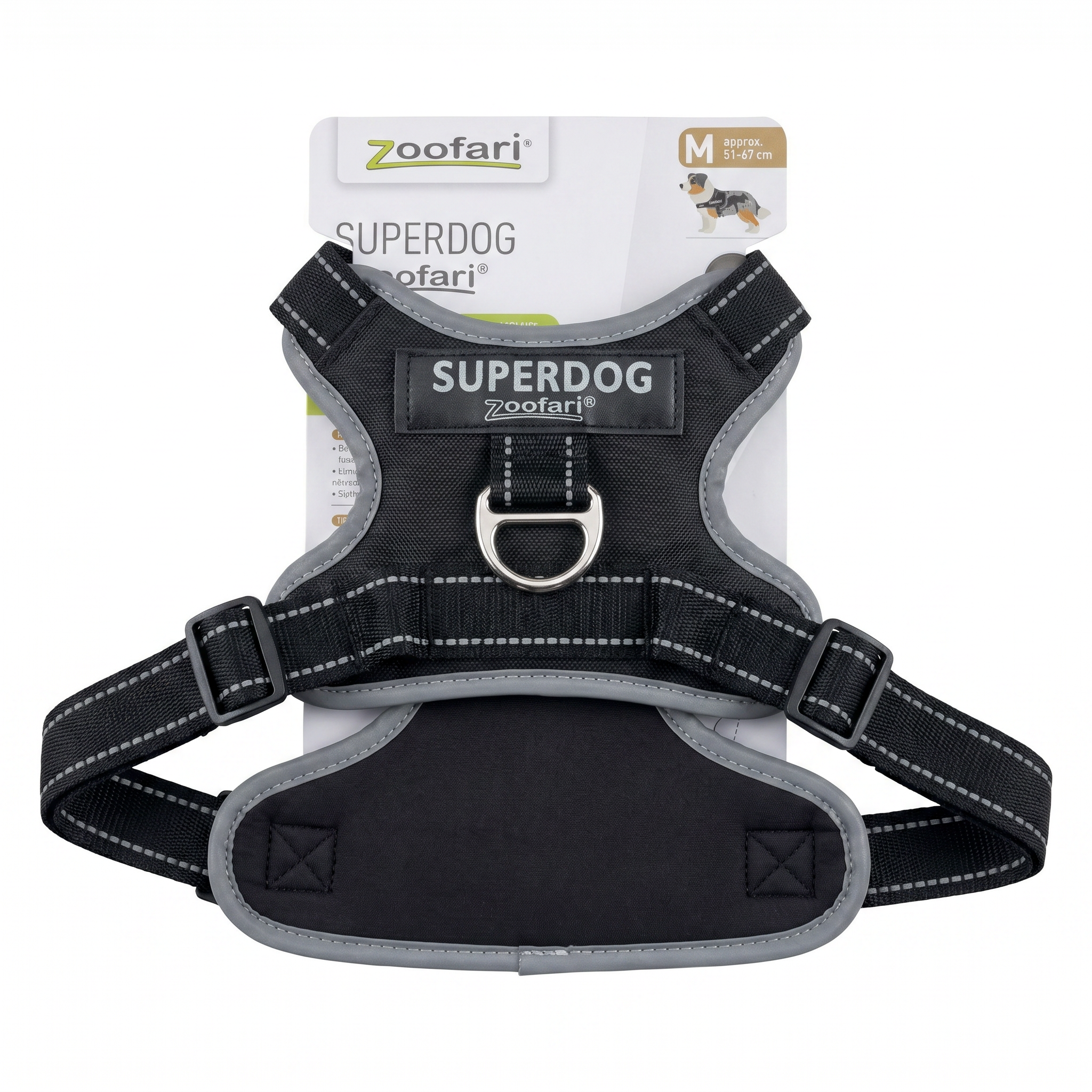 Arnés Zoofari Superdog — Negro/Gris Talla M (51-67cm)