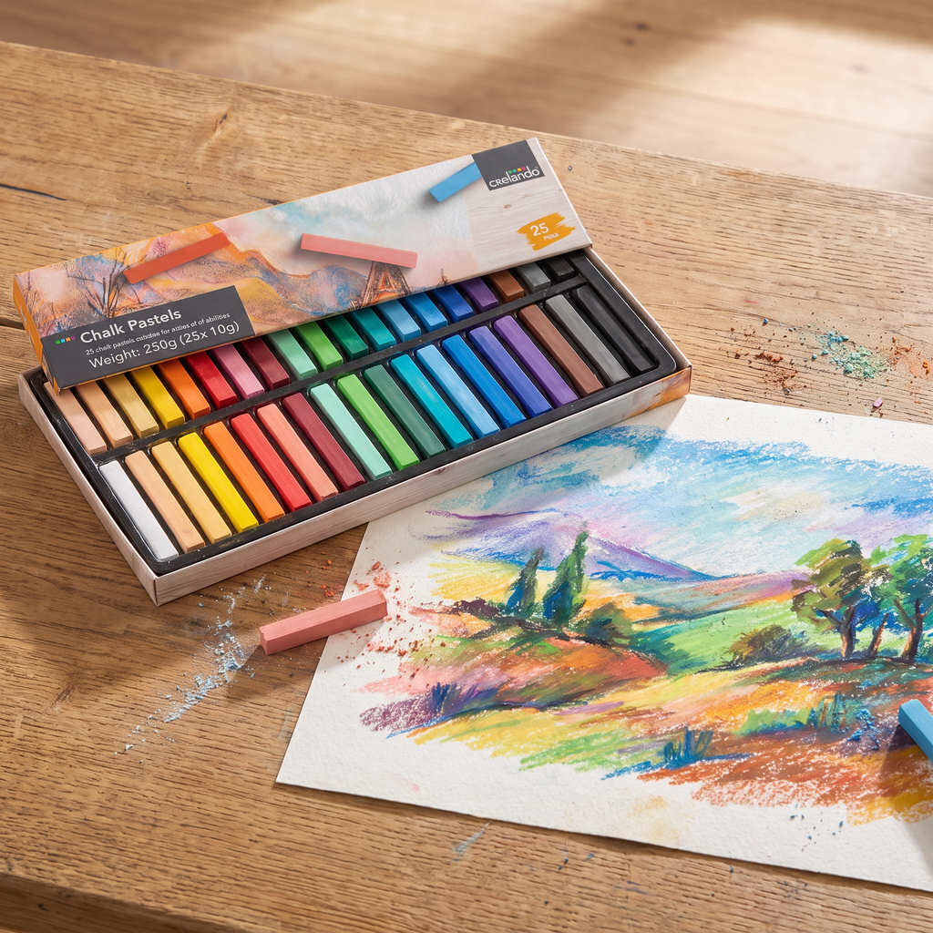Crelando Set de 25 Tizas Pastel de Calidad Artística