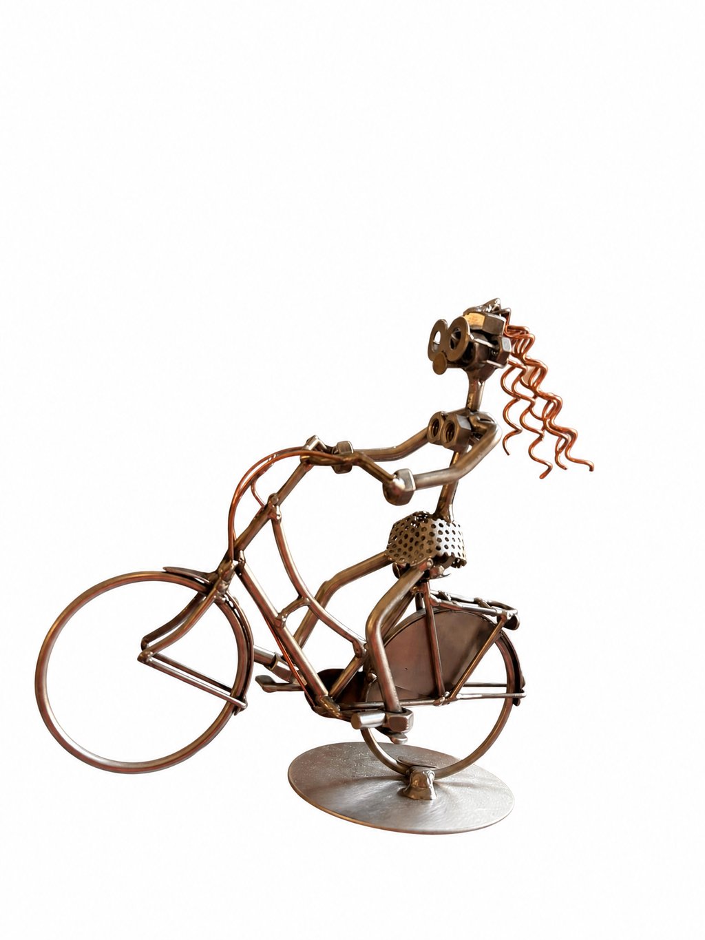 Figura Artesanal de Metal — Ciclista en Bicicleta