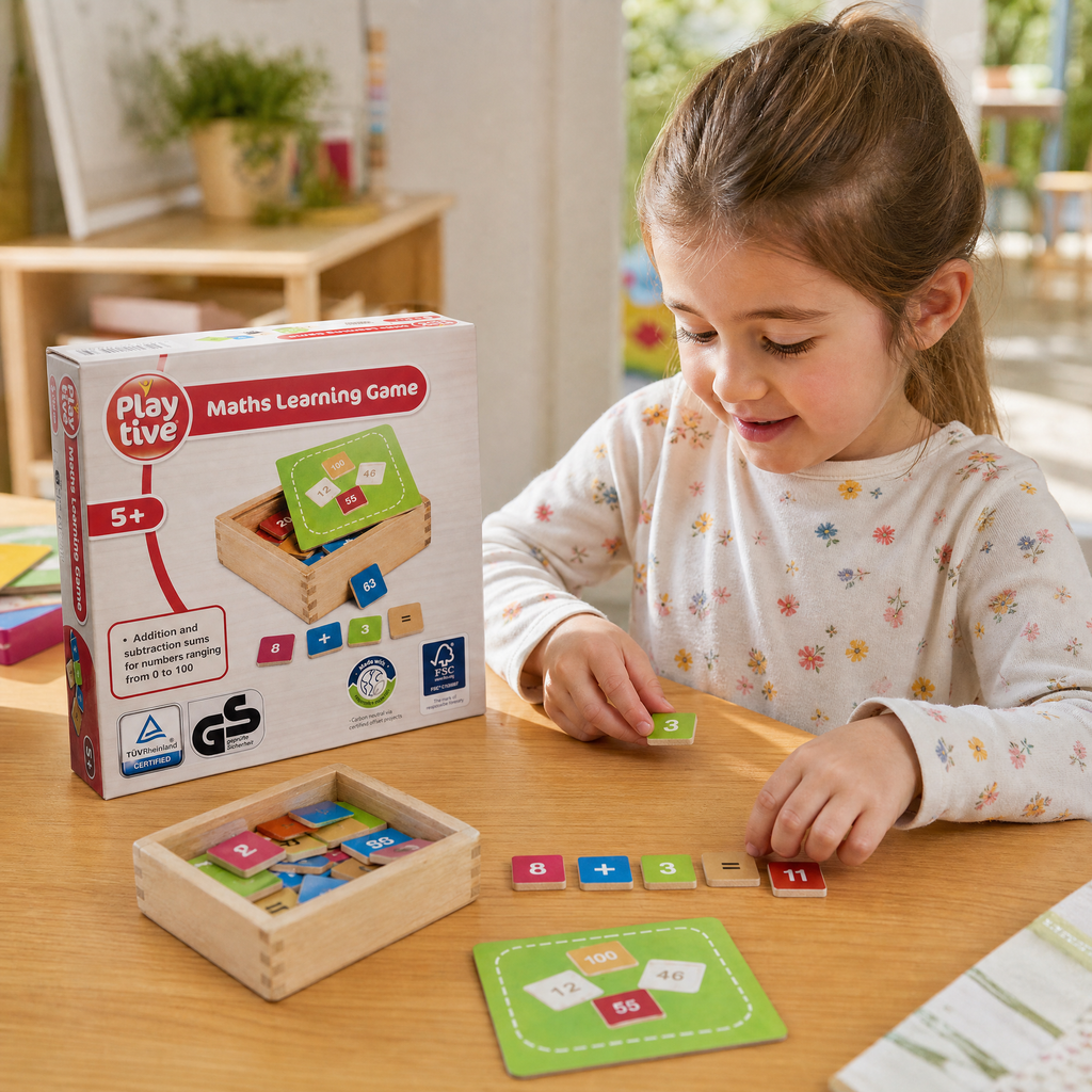 Playtive Juego educativo de matemáticas con fichas de números 0-100 para sumas y restas 5+