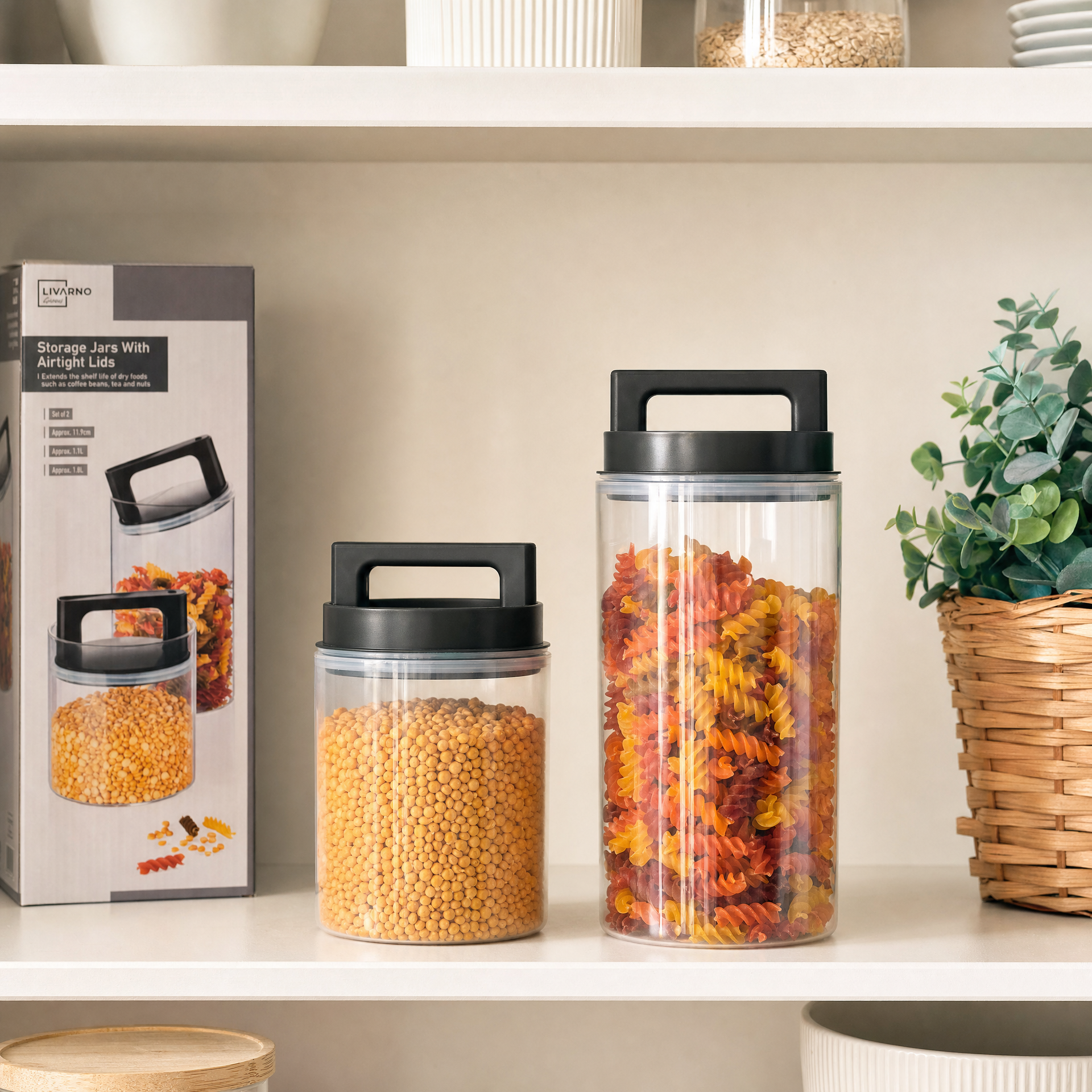 Livarno Home Set de 2 Tarros Herméticos 1,1 L y 1,8 L