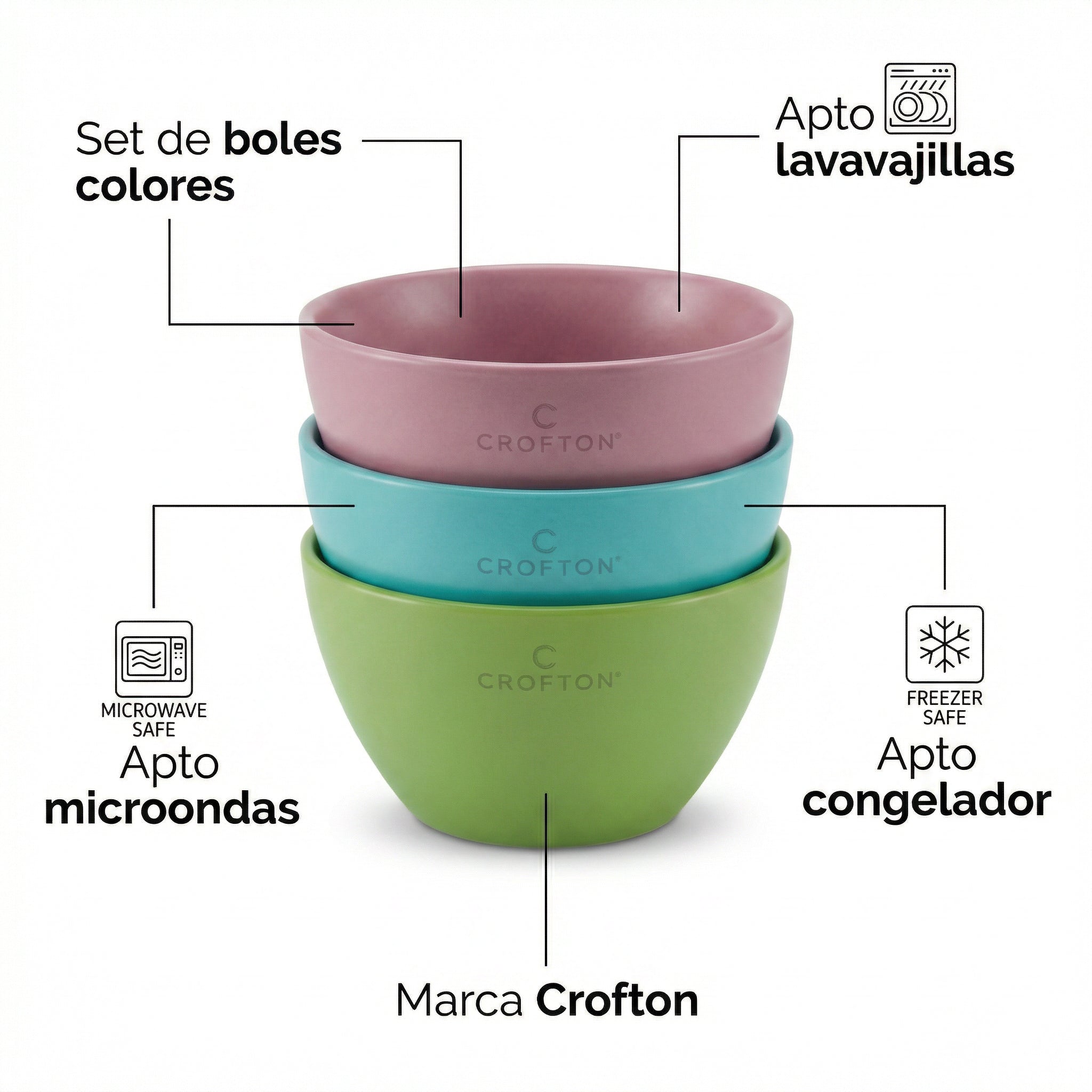 Set Boles Crofton Colores Aptos Microondas