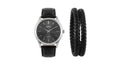 Set Reloj y Pulseras Auriol Hombre Negro — Cuero Trenzado + 3 Años Garantía