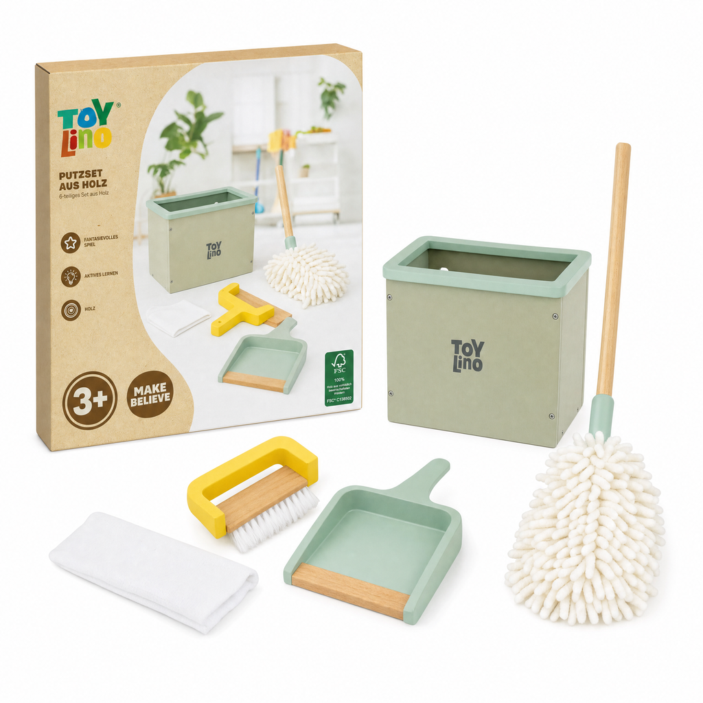 Toy Lino set de limpieza infantil con mopa y cepillos (3+)