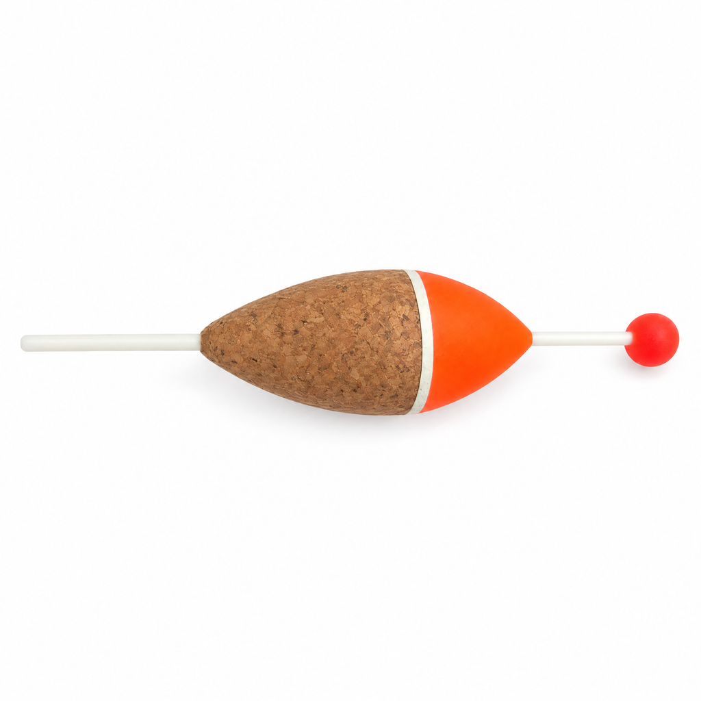 Boya de pesca de corcho naranja · 1 unidad — vista sobre fondo blanco