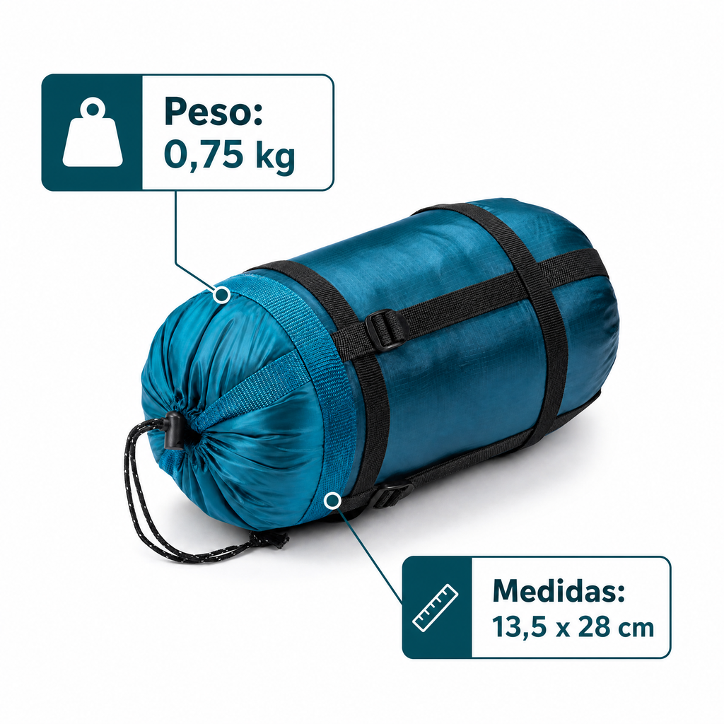 Saco de dormir momia Rocktrail ultraligero azul