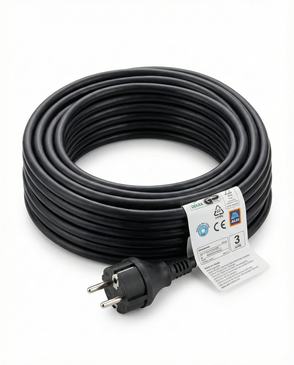 Cable Alargador Eléctrico Exterior 10m Negro IP44 Certificado GS/CE
