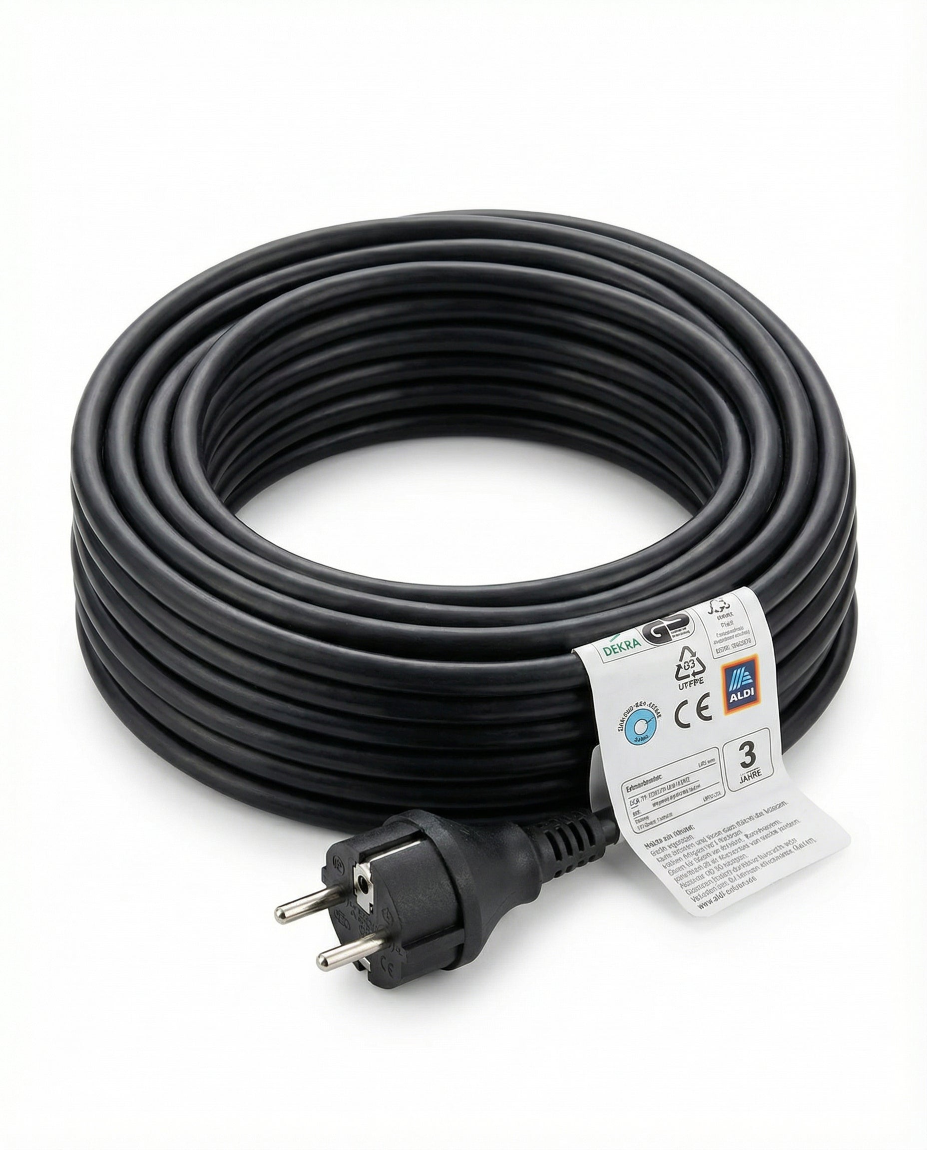 Cable Alargador Eléctrico Exterior 10m Negro IP44 Certificado GS/CE