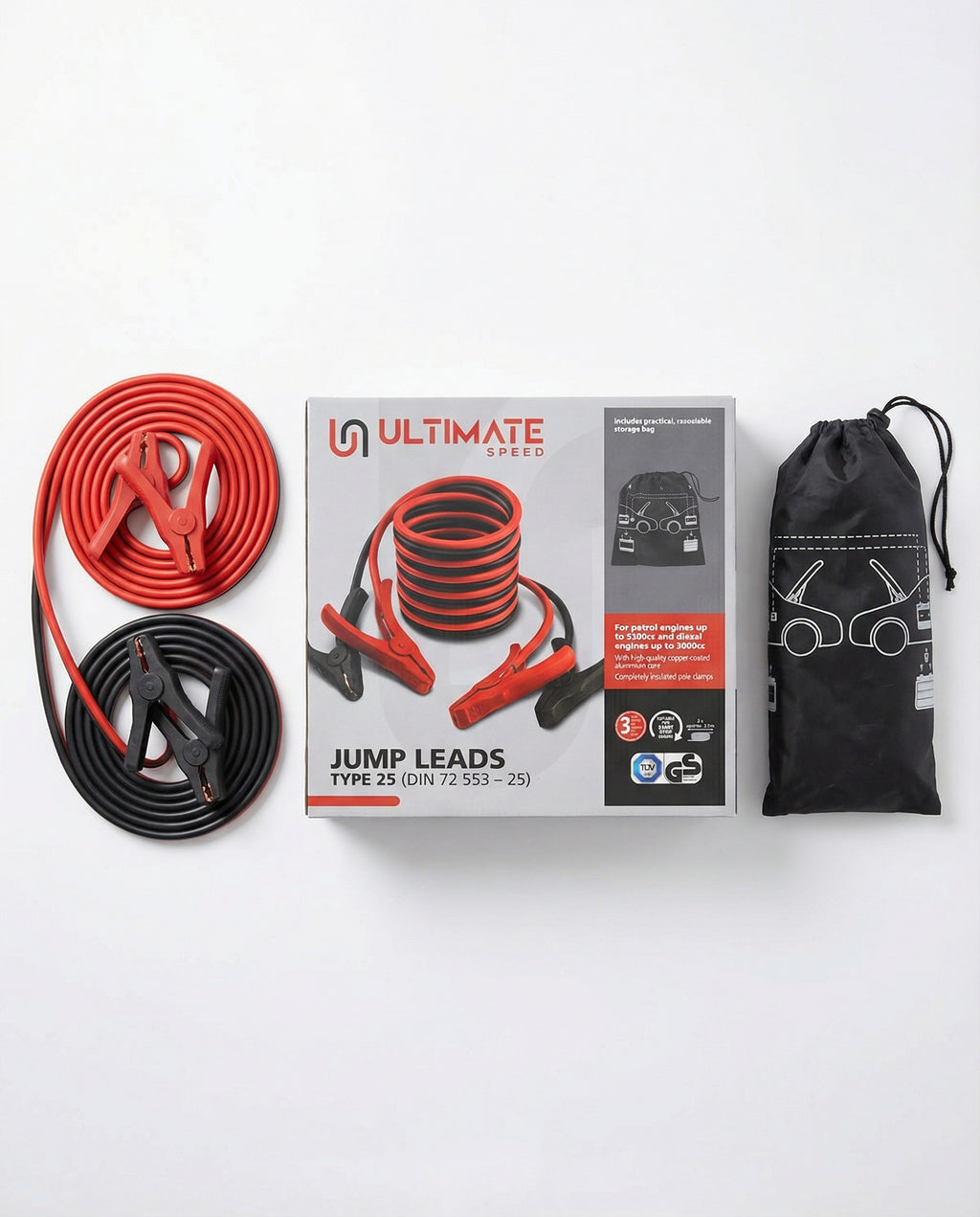 Cables de Arranque Type 25 Gasolina 5500cc Diésel 3000cc 2x3.5m | Ultimate Speed