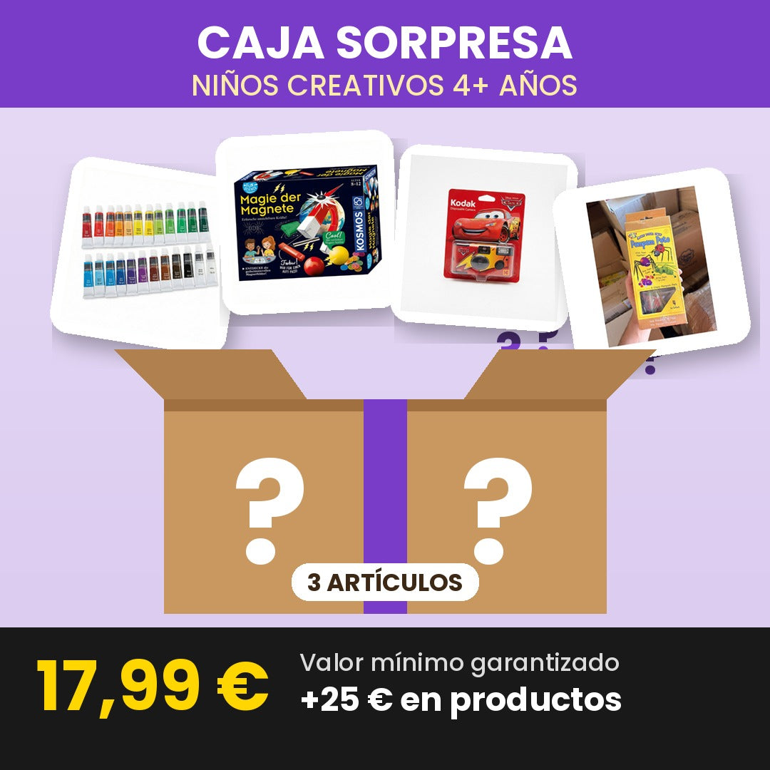 Caja Sorpresa Niños Creativos — 3 Artículos de Juego y Manualidades