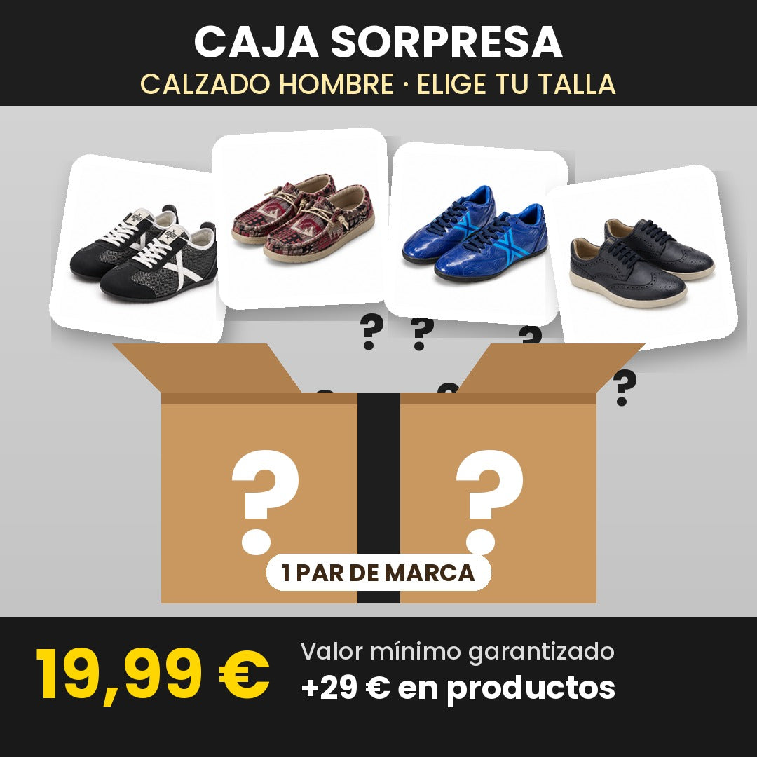 Caja Sorpresa Calzado Hombre — 1 Par de Marca en tu Talla