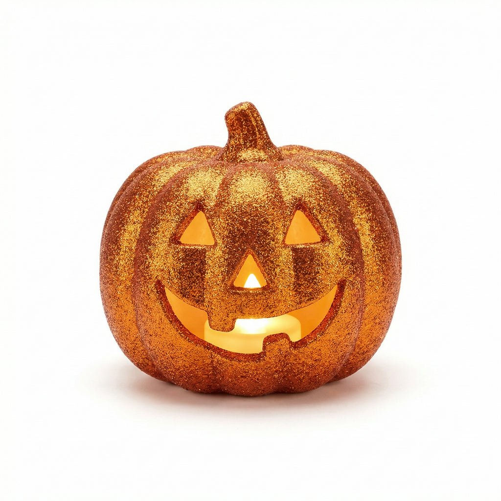 Calabaza LED Decorativa Halloween Naranja con Purpurina Ø16cm a Pilas | Home Creation