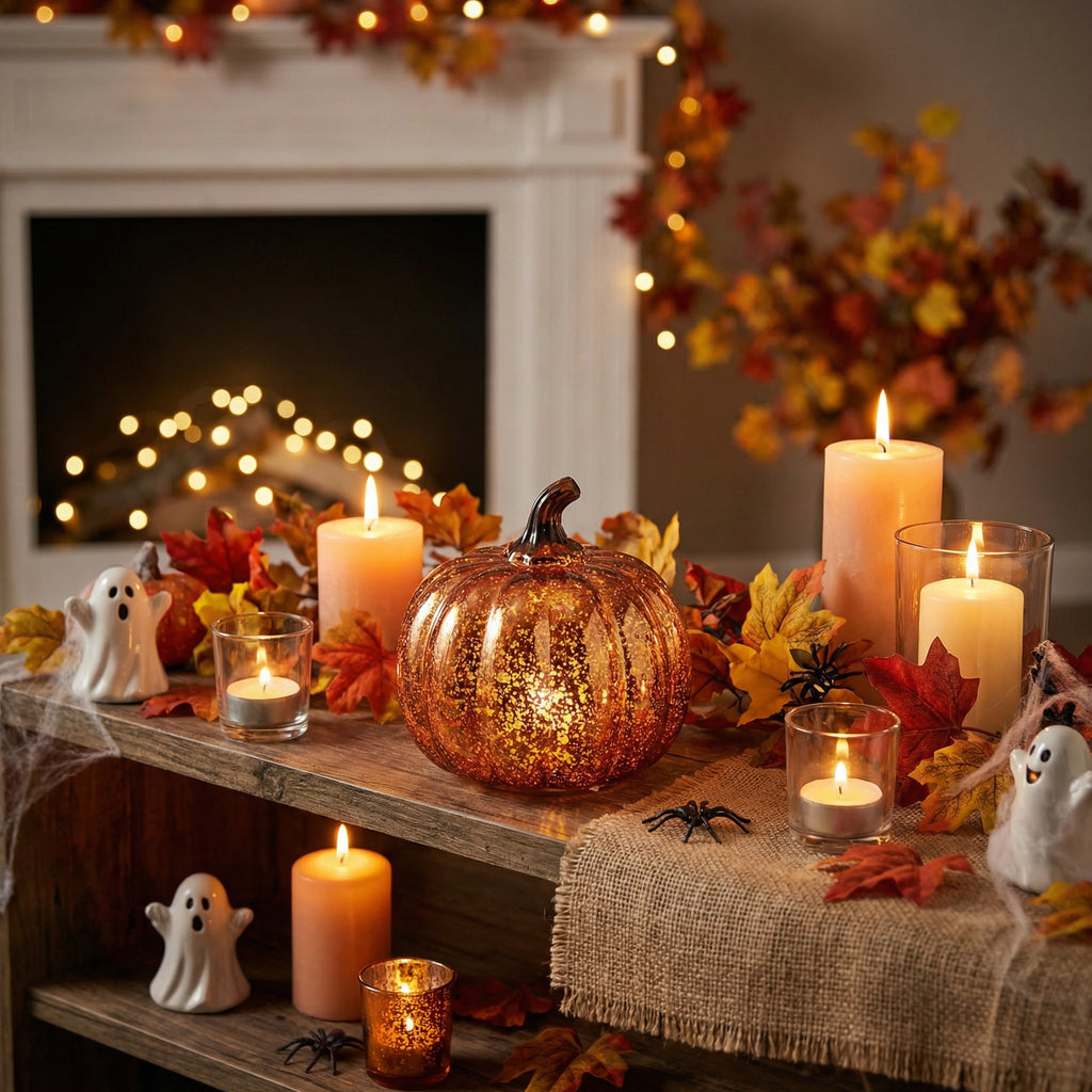 Calabaza LED Decorativa Halloween Naranja con Purpurina Ø16cm a Pilas | Home Creation