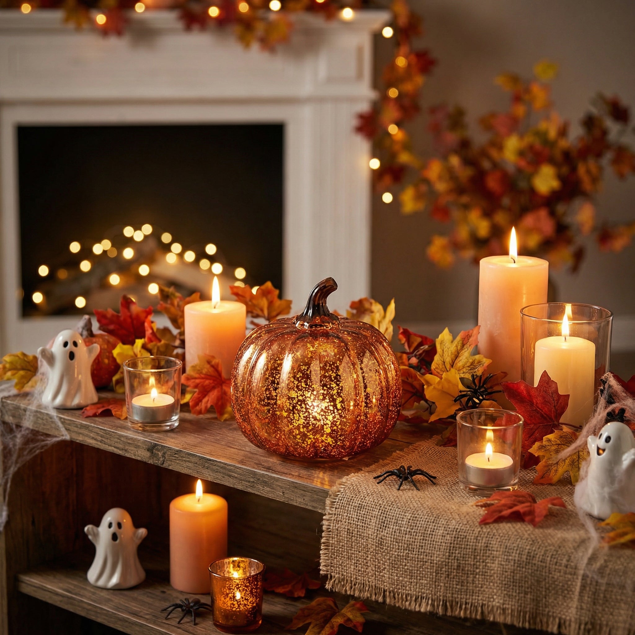 Calabaza LED Decorativa Halloween Naranja con Purpurina Ø16cm a Pilas | Home Creation