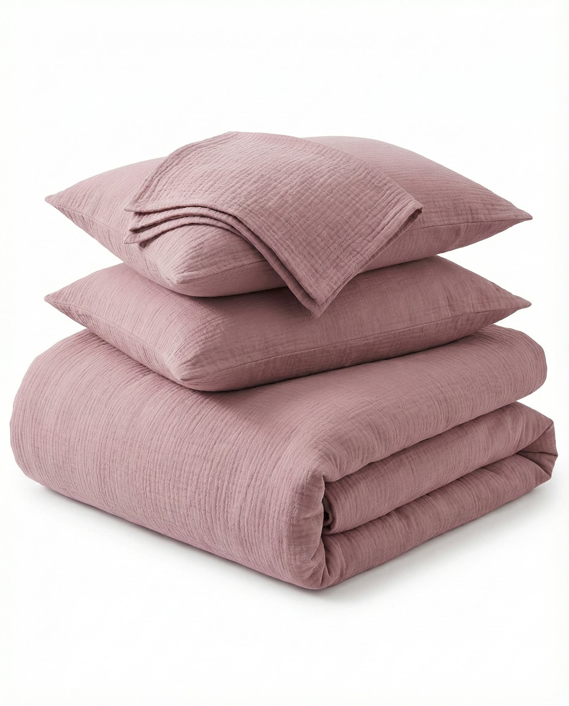 Juego Ropa de Cama Muselina Rosa 3 Piezas 200x220 cm | Novitesse