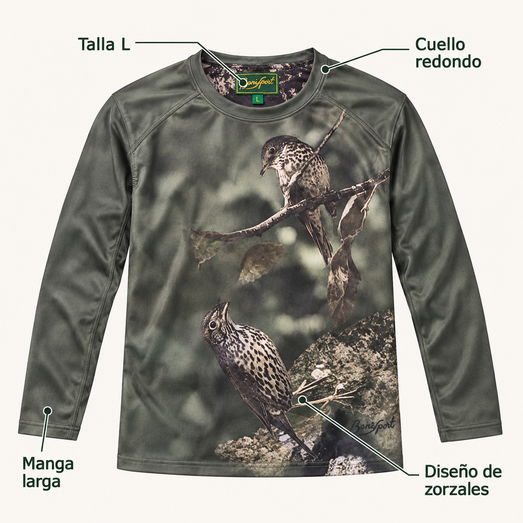 Características de la camiseta Benisport de manga larga con zorzales talla L