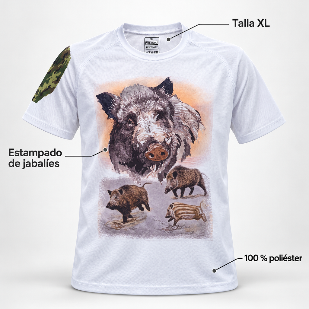 Características de la camiseta Valento Resistance de jabalíes talla XL
