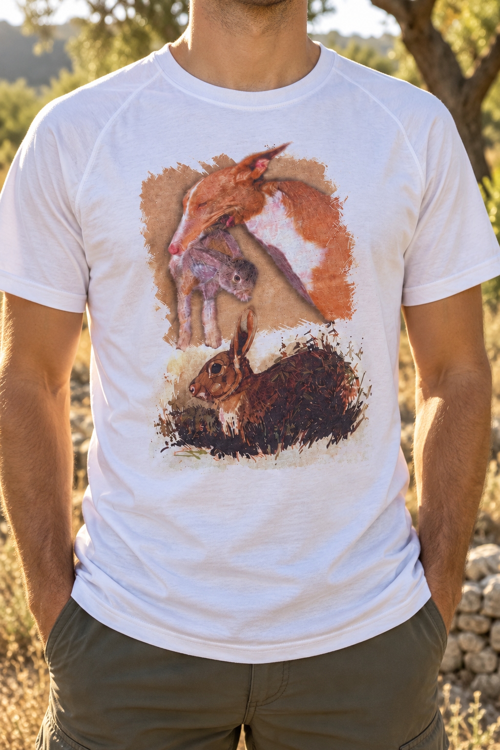 Camiseta Valento Resistance Conejos talla 3XL en ambiente de campo