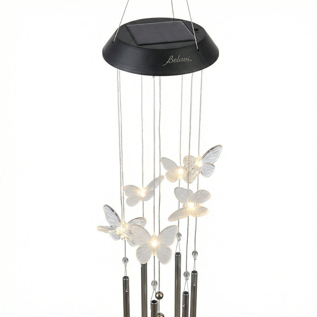 Carillón Solar LED Mariposas Colgante con Sensor Crepuscular Cambio Color | Belavi