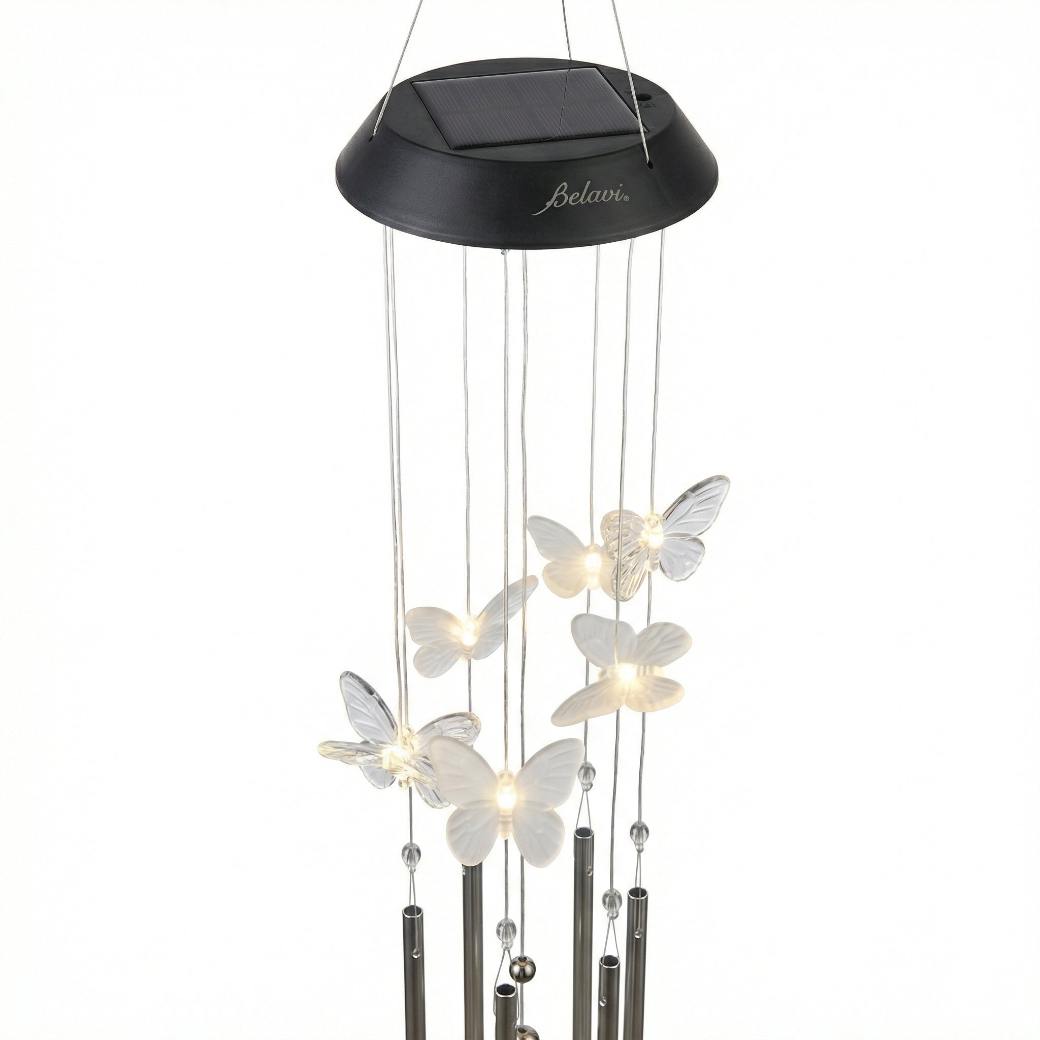 Carillón Solar LED Mariposas Colgante con Sensor Crepuscular Cambio Color | Belavi