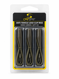 Carp Spirit Anti-Tangle Lead Clip Rigs Weed Green x3 sobre fondo blanco