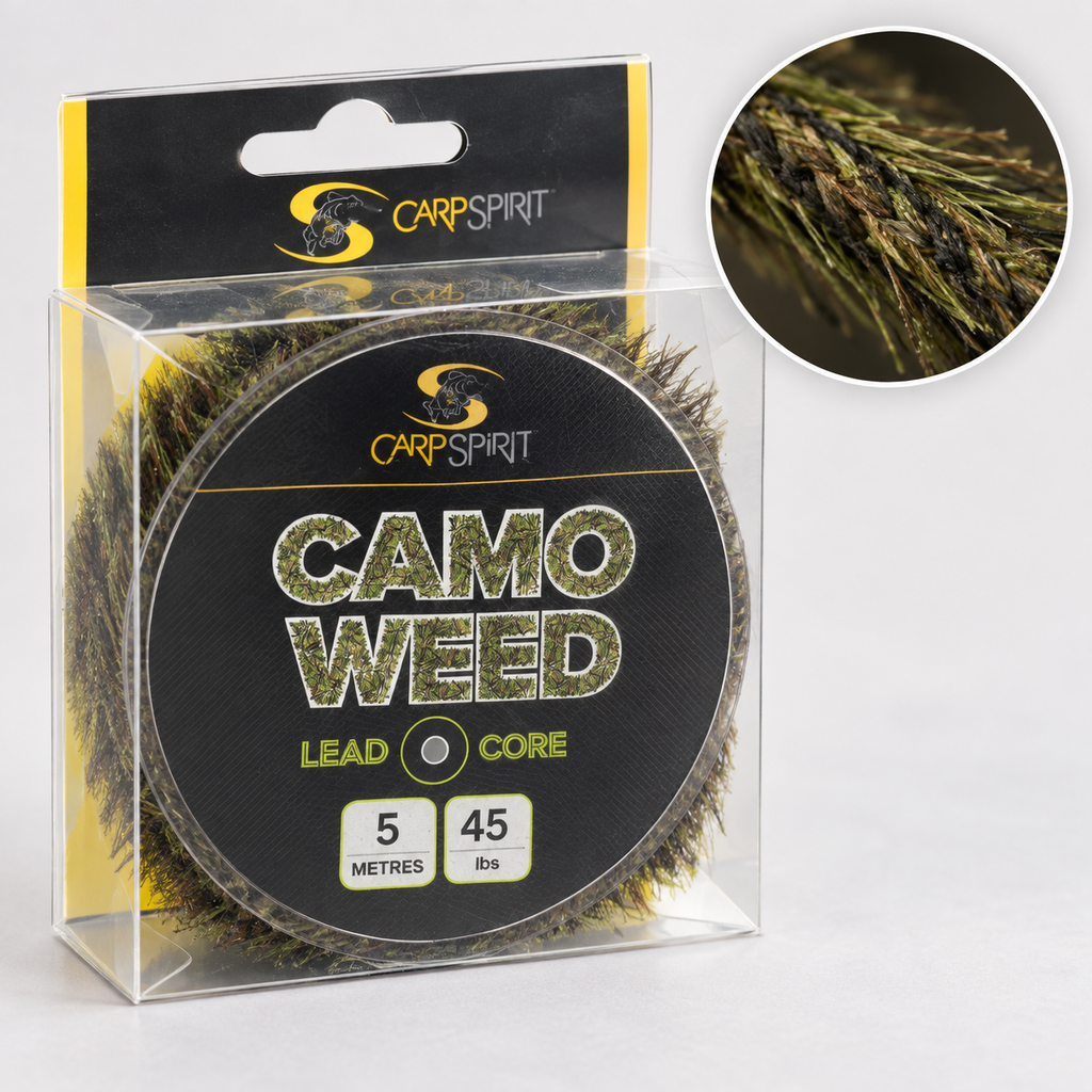 Detalle del trenzado Carp Spirit Camo Weed Lead Core 45 lb 5 m