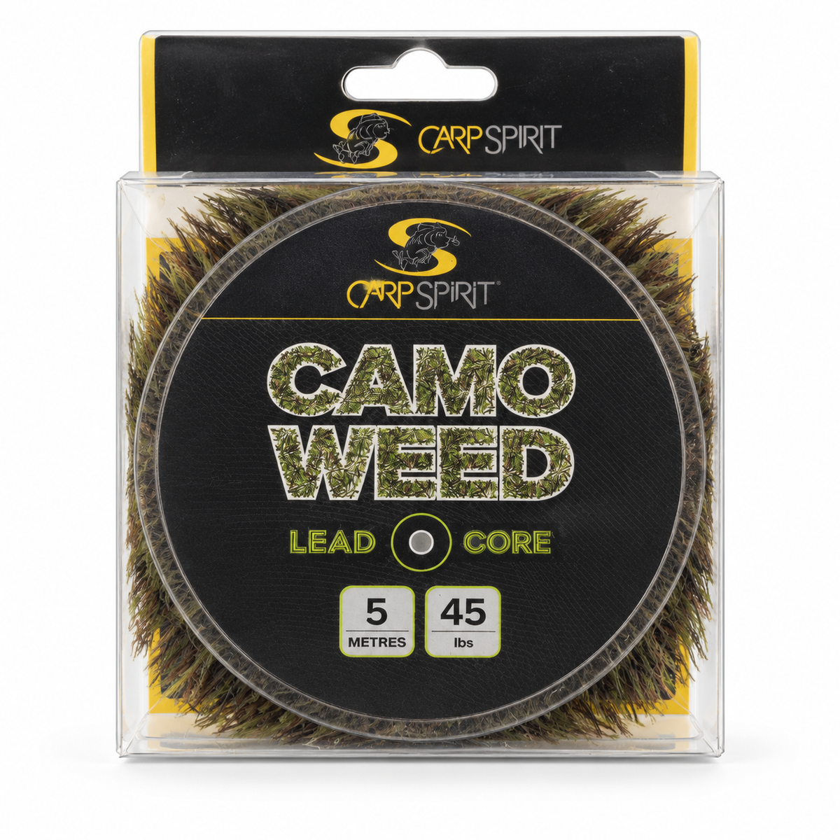 Carp Spirit Camo Weed Lead Core 45 lb 5 m sobre fondo blanco