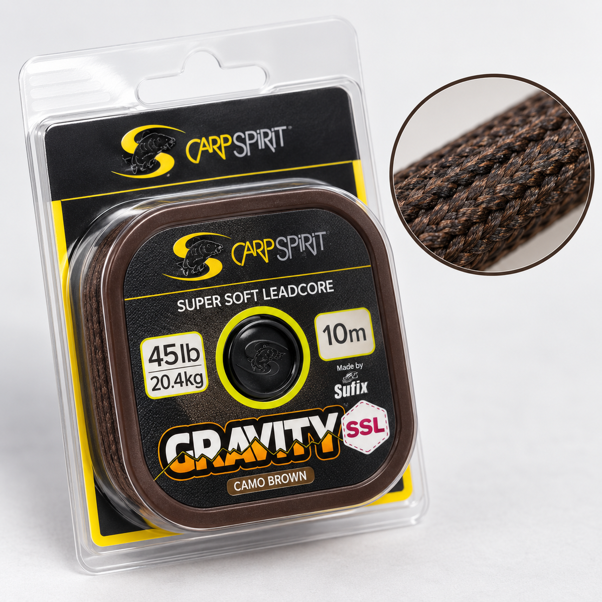Detalle del trenzado Carp Spirit Gravity Camo Brown 45 lb 10 m