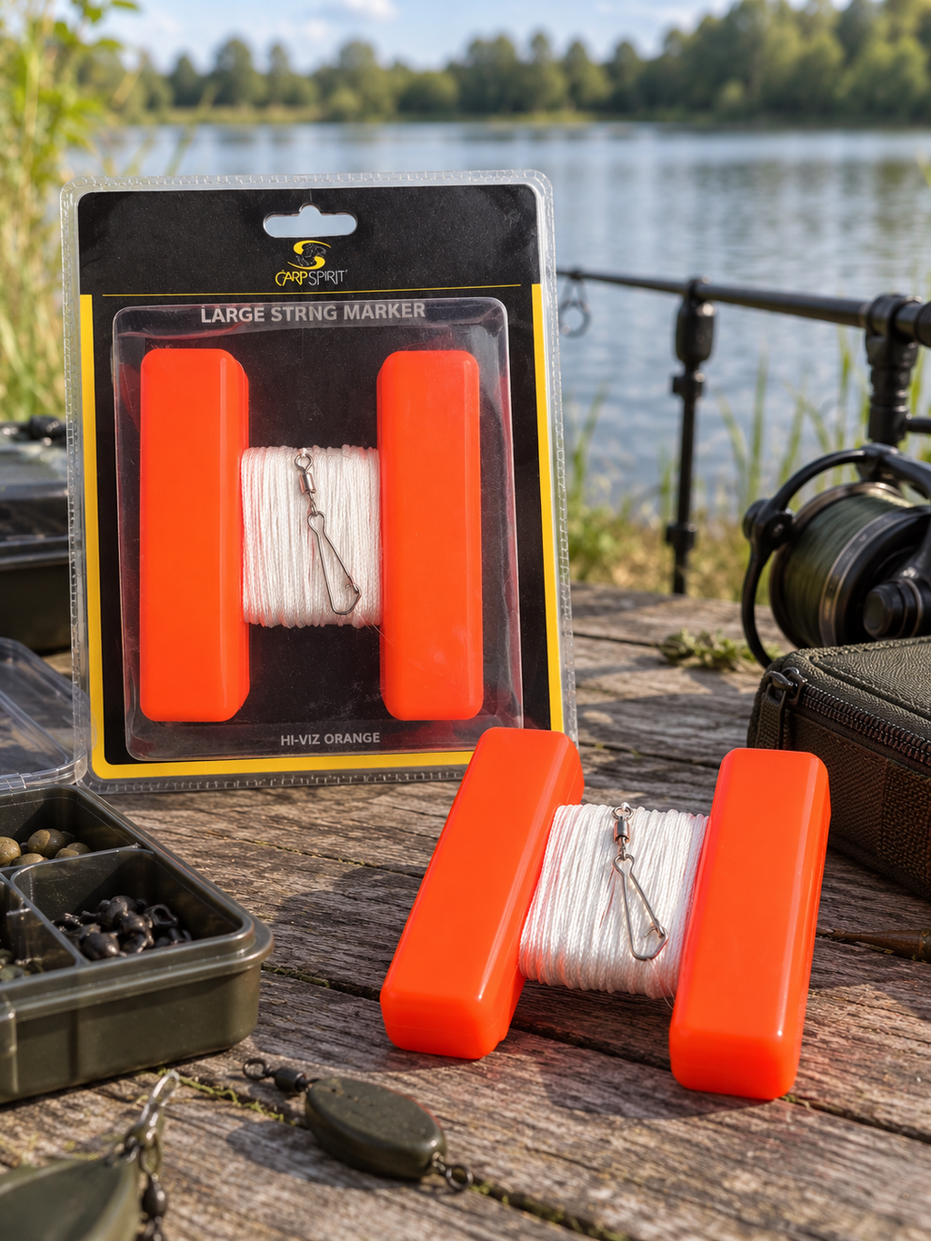 Carp Spirit Large String Marker Hi-Viz Orange en ambiente de pesca