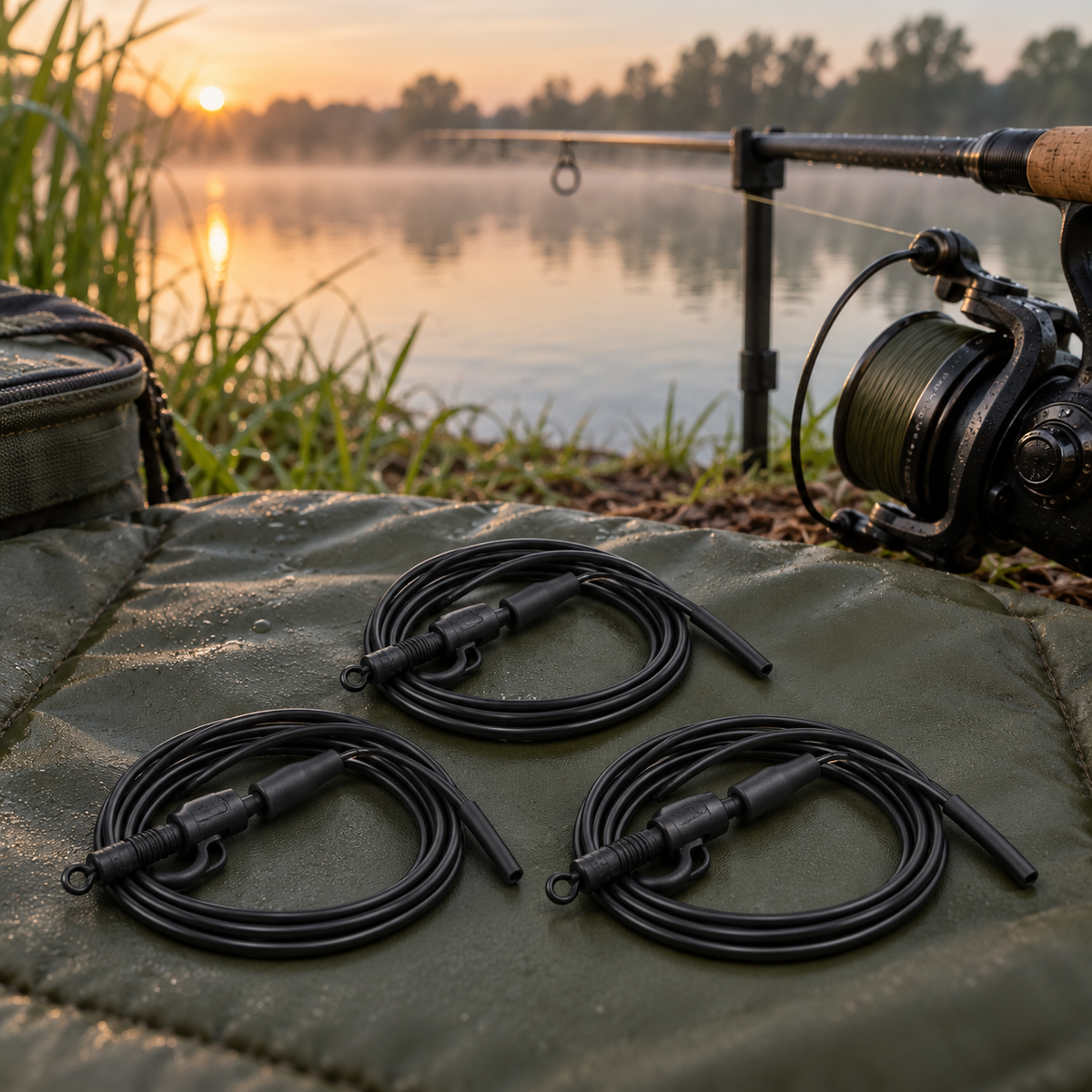 Carp Spirit Classic Lead Clip Rig Pack Black x3 en ambiente de pesca