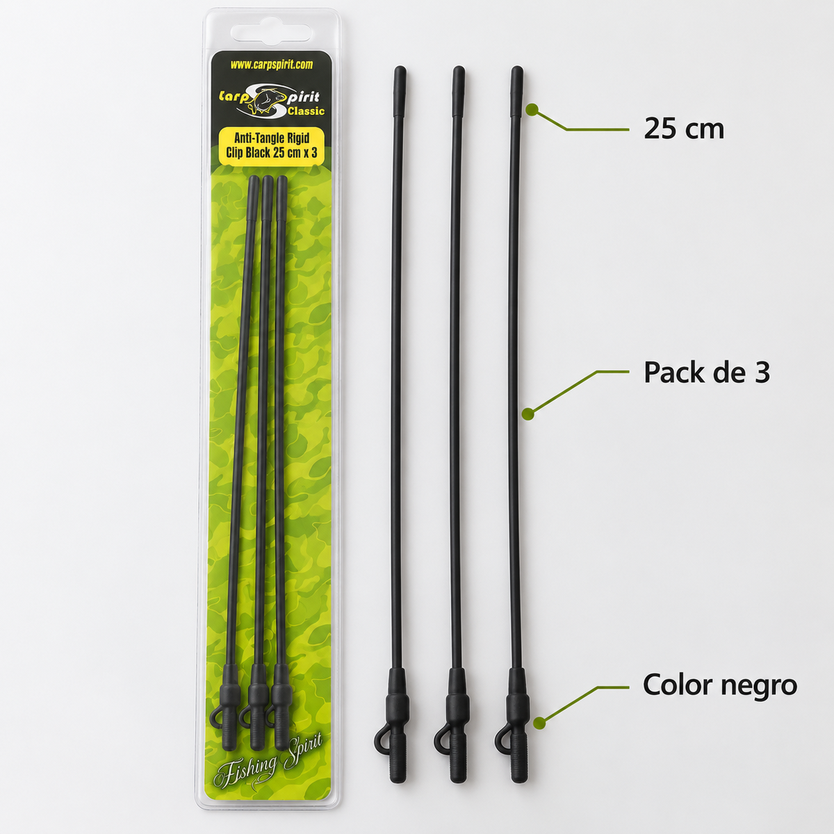 Carp Spirit Anti-Tangle Rigid Clip 25 cm pack de 3, características