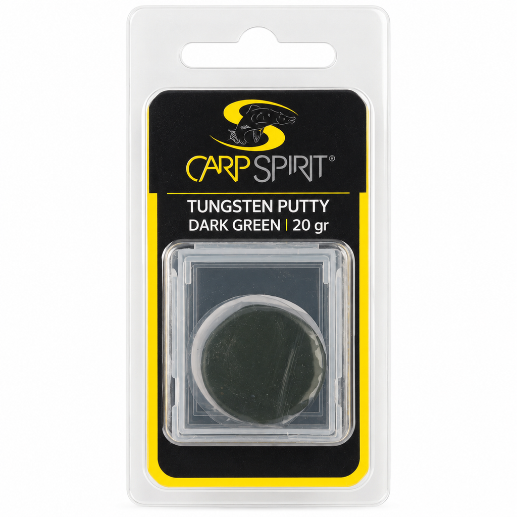 Carp Spirit Tungsten Putty Dark Green 20 g sobre fondo blanco