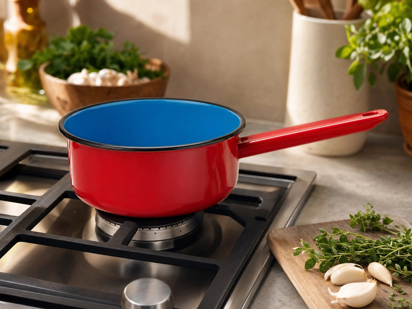 Cazo de Cocina Acero Vitrificado - Inducción y Todo Tipo de Cocinas