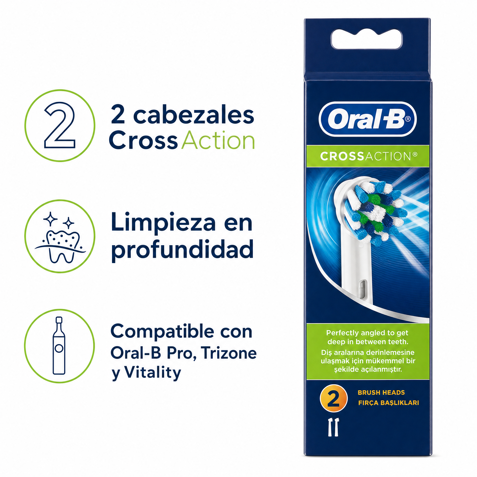 Oral-B CrossAction Pack de 2 Cabezales de Recambio