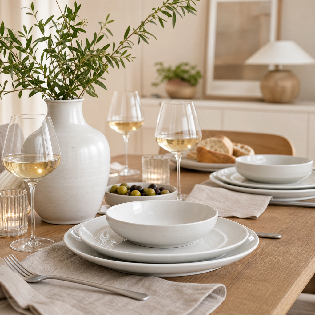Set Platos Porcelana Blanca