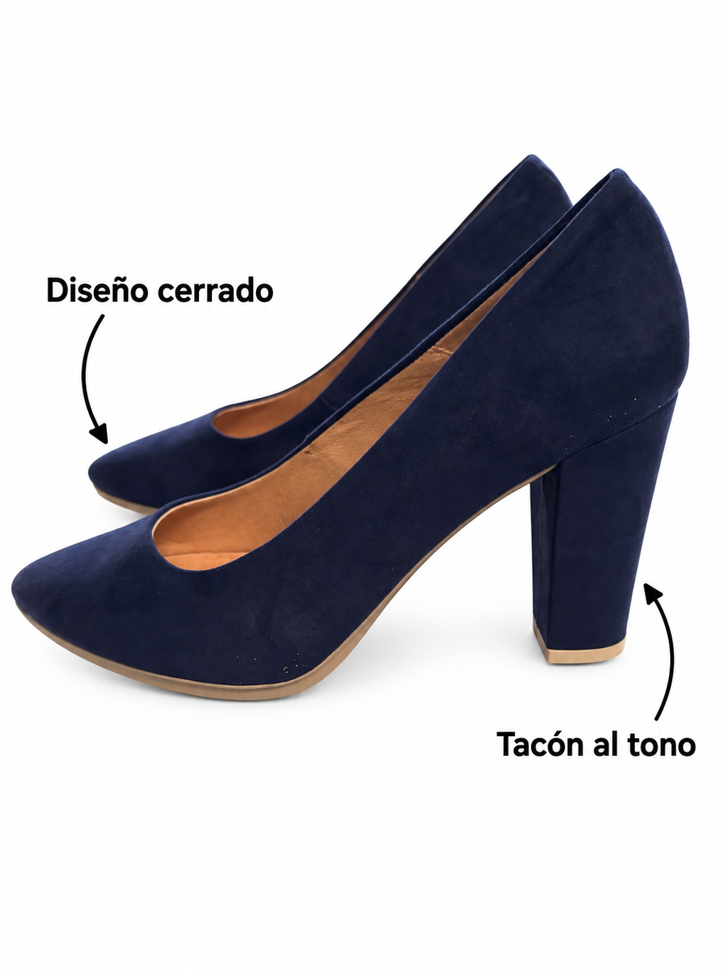 Salones Chamby 4770 azul marino talla 41: diseño cerrado y tacón al tono