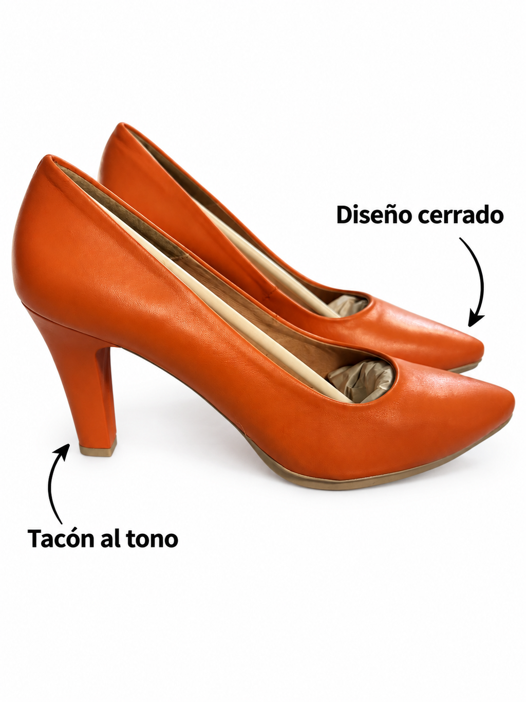 Salones Chamby 4330 naranja talla 40: diseño cerrado y tacón al tono