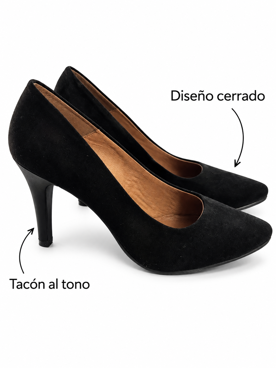 Zapatos de salón Chamby 4350 negro de tacón fino: diseño cerrado y tacón al tono